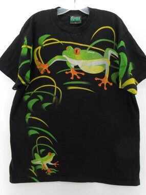 VINTAGE Radical Nature Shirt XL Rainforest Frog AOP 90s Cyber Punk *